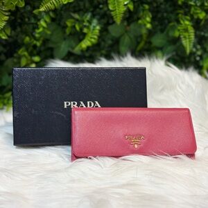 Prada Long Saffiano Leather Flip Wallet